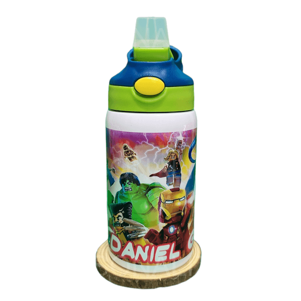 Botella niños personalizada con super héroes